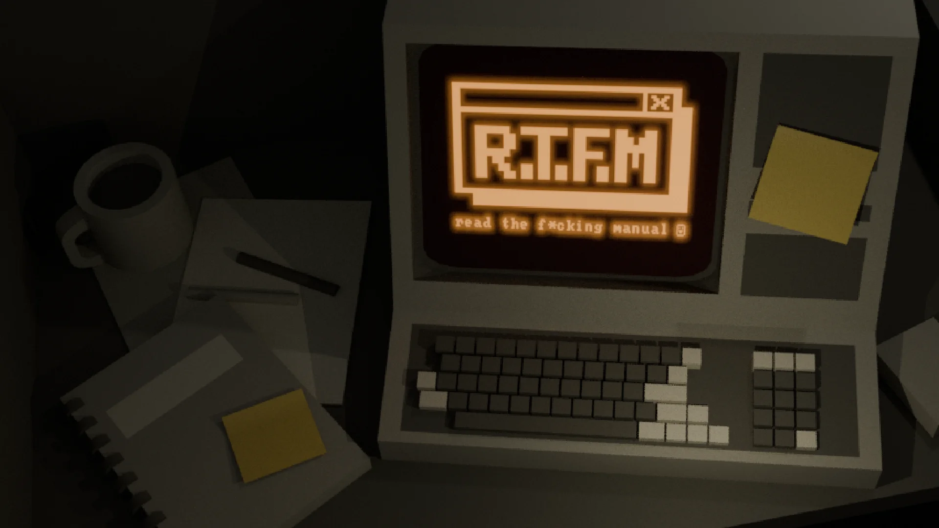 The key art for RTFM (Read The F*cking Manual).