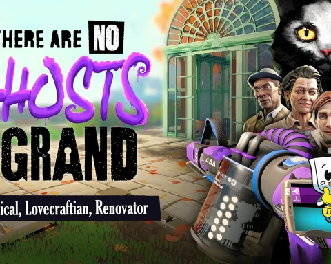 The new key art for There Are No Ghosts at the Grand.