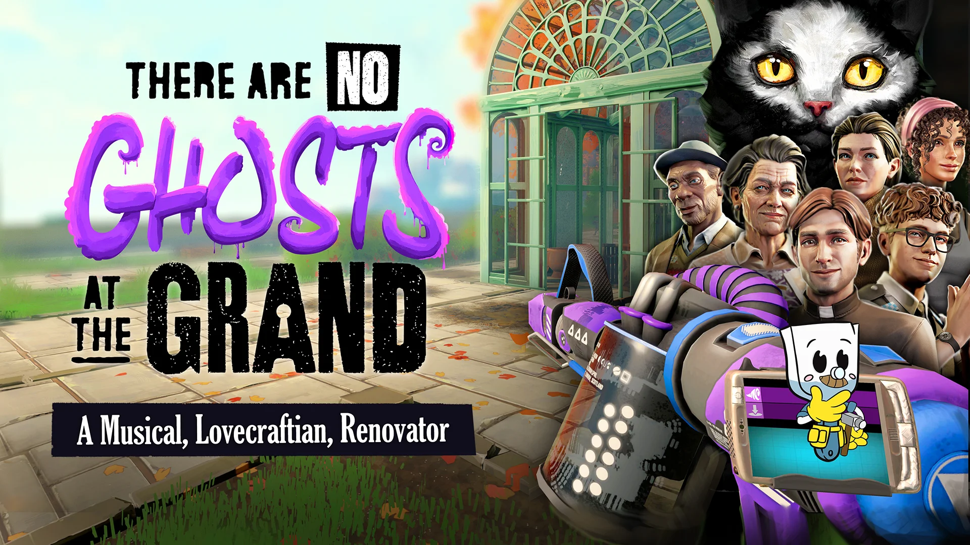 The new key art for There Are No Ghosts at the Grand.