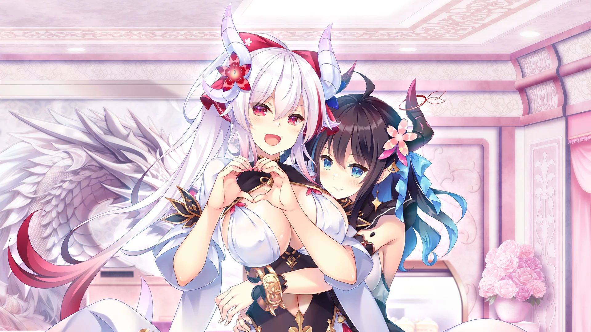 The key art (cropped) for Welcome to Café Lumière! ~A Dragon Girl Concept Café~.