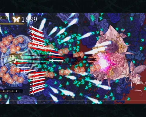 A screenshot of Stage 1 in Shikhondo: Blue Pieta.