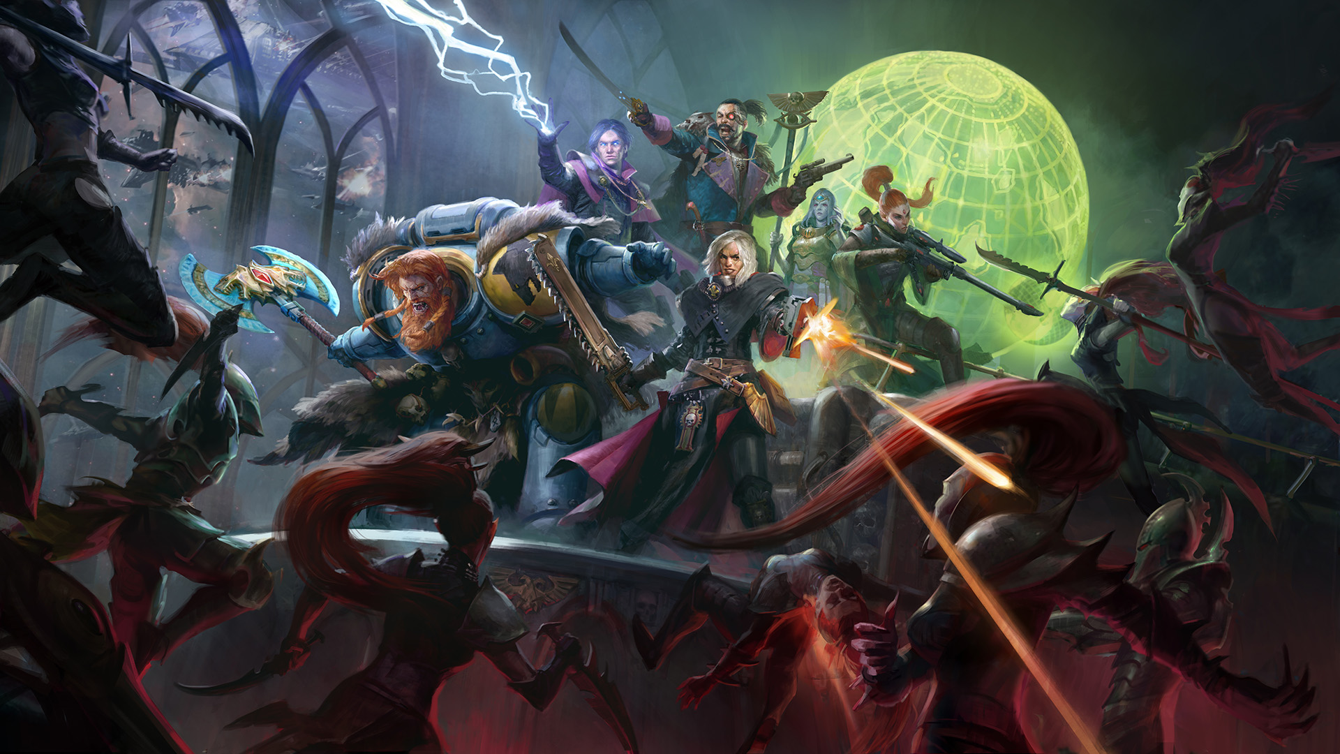 The key art for Warhammer 40,000: Rogue Trader.