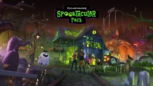 The key art for Planet Coaster 2's Spooktacular Pack.